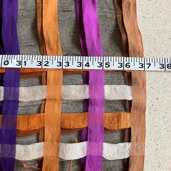 LIGHTWEIGHT SHAWL WRAP SCARF FRINGED ENDS BLACK SHEER COLORED STRIPES - Picture 8 of 13